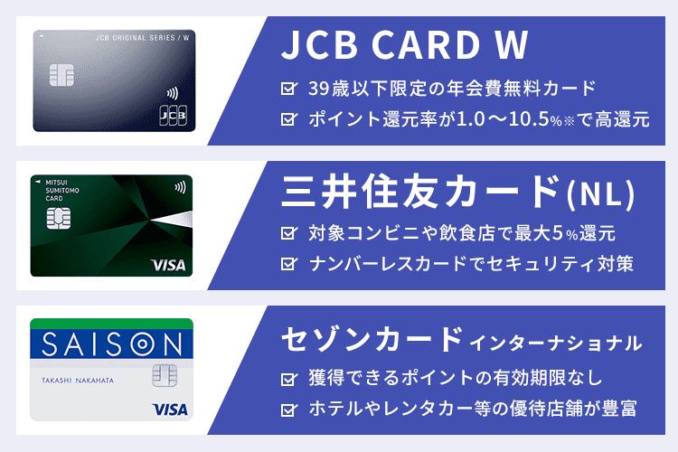 おすすめのクレジットカード3枚の画像
